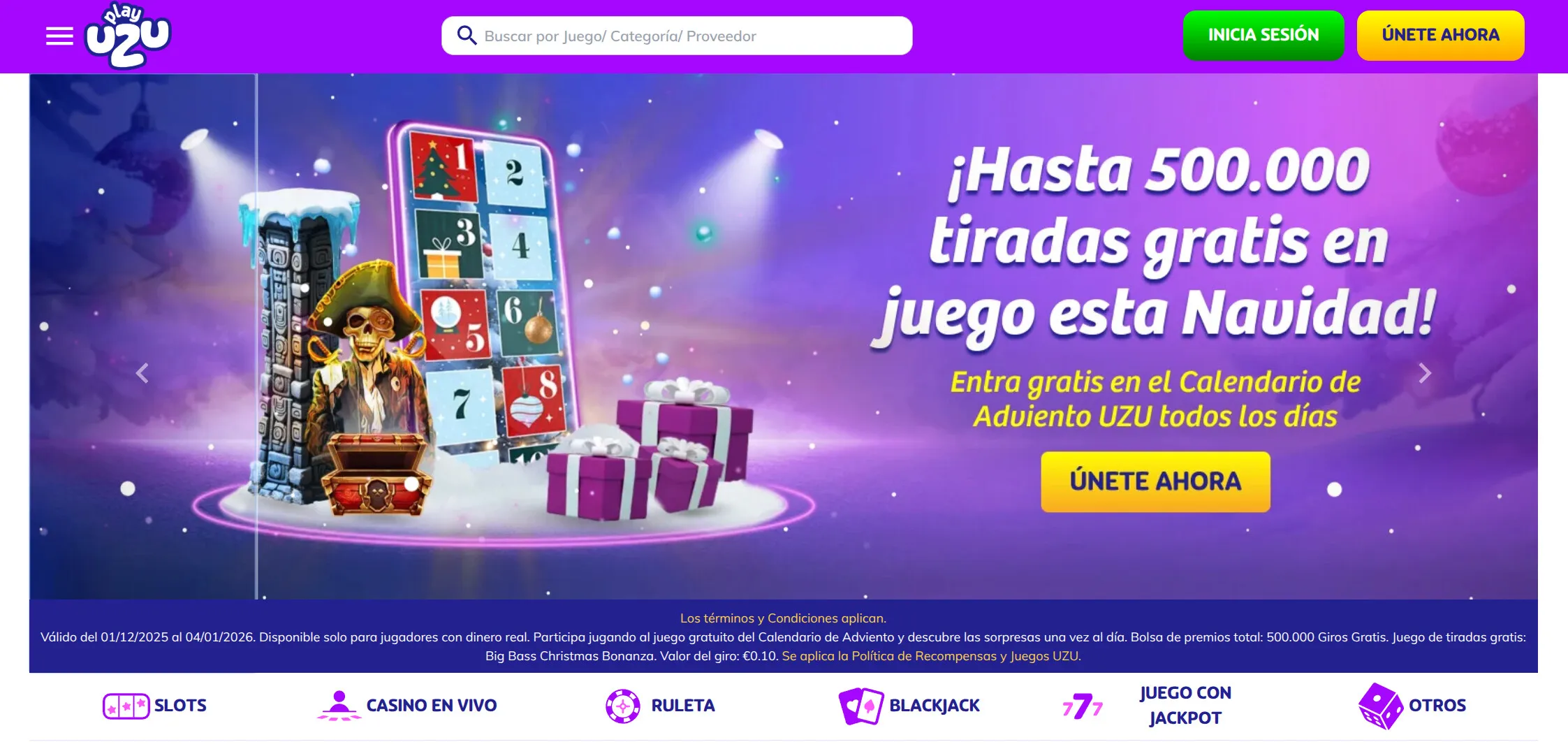 PlayUZU Casino Sin Rollover